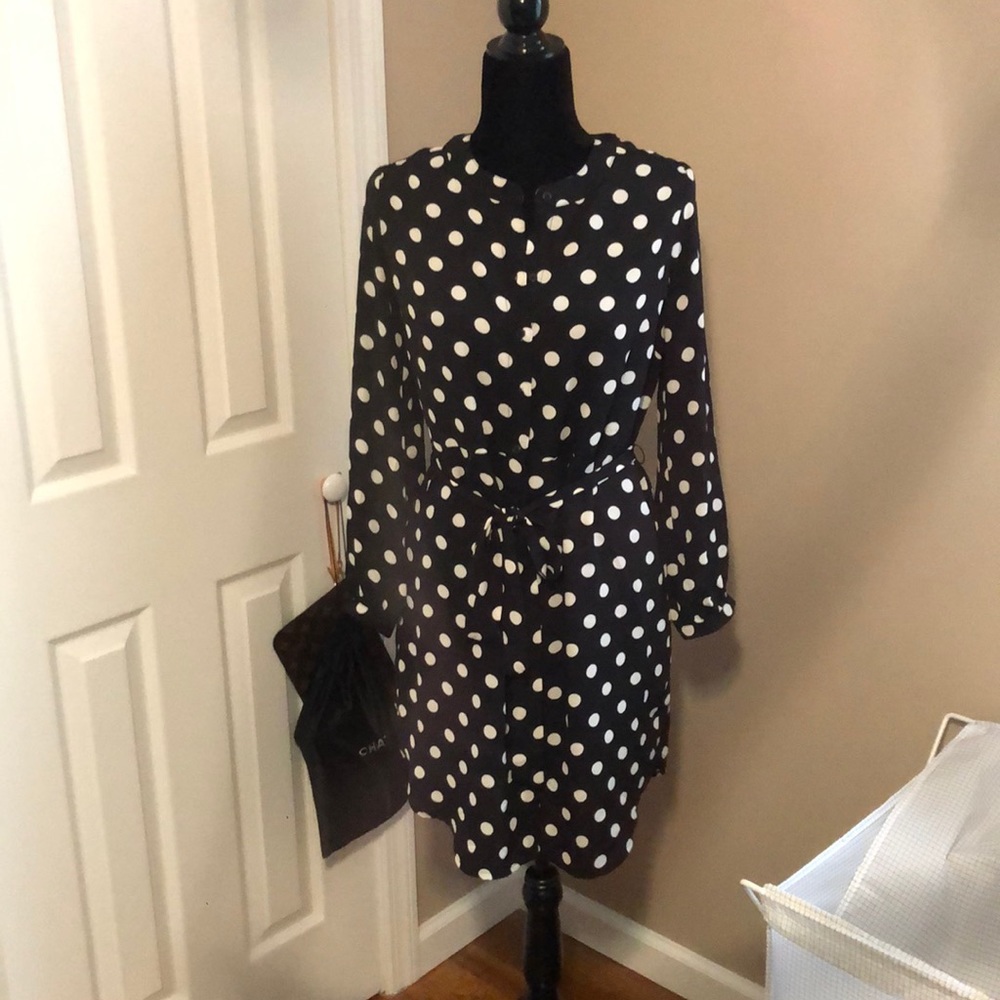 NWT! Polka Dot Button up Tie Dress.
